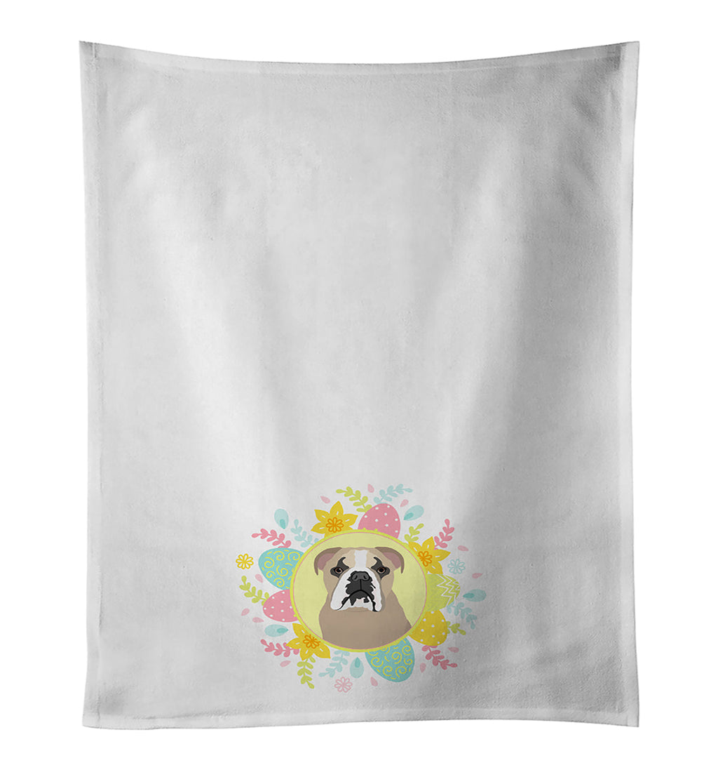 English Bulldog Lilac Tricolor Easter Kitchen Towel Set of 2 White Dish Towels Decorative Bathroom Hand towel for Hand, Face, Hair, Yoga, Tea, Dishcloth, 19 X 28", White