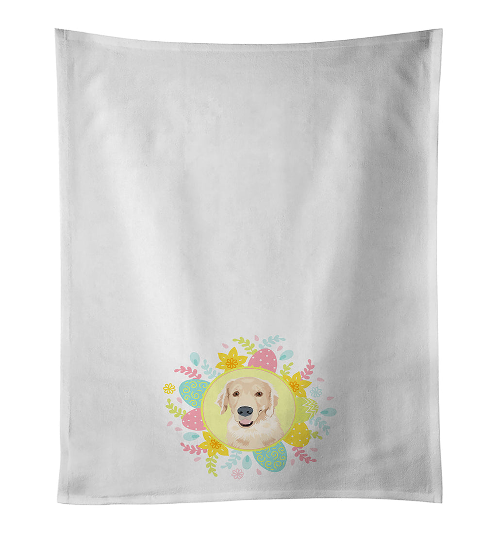 Golden Retriever Fawn #2 Easter Kitchen Towel Set of 2 White Dish Towels Decorative Bathroom Hand towel for Hand, Face, Hair, Yoga, Tea, Dishcloth, 19 X 28", White