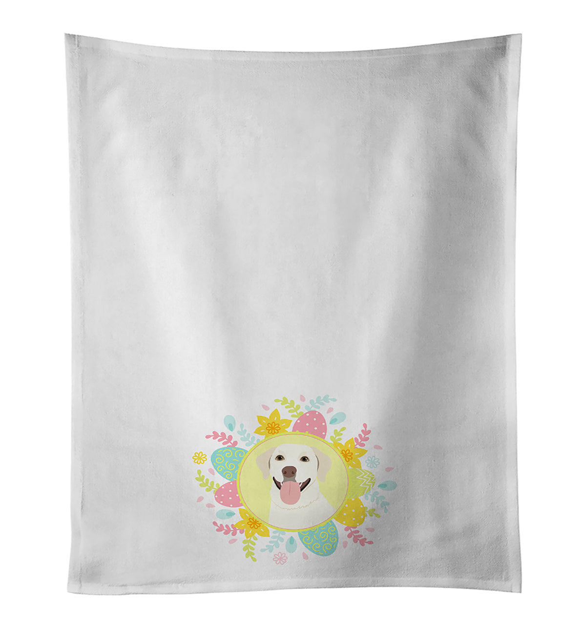 Labrador Retriever Yellow #1 Easter Kitchen Towel Set of 2 White Dish Towels Decorative Bathroom Hand towel for Hand, Face, Hair, Yoga, Tea, Dishcloth, 19 X 28", White