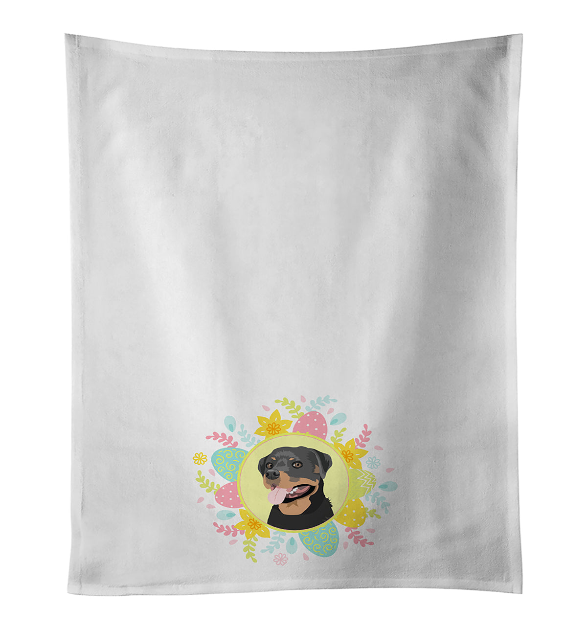 Rottweiler Black and Tan #1 Easter Kitchen Towel Set of 2 White Dish Towels Decorative Bathroom Hand towel for Hand, Face, Hair, Yoga, Tea, Dishcloth, 19 X 28", White