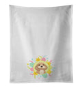 Shih-Tzu Red Easter Kitchen Towel Set of 2 White Dish Towels Decorative Bathroom Hand towel for Hand, Face, Hair, Yoga, Tea, Dishcloth, 19 X 28", White