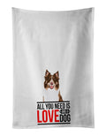 Australian Shepherd Red Tricolor #2 Kitchen Towel Set of 2 White Dish Towels Decorative Bathroom Hand towel for Hand, Face, Hair, Yoga, Tea, Dishcloth, 19 X 28", White