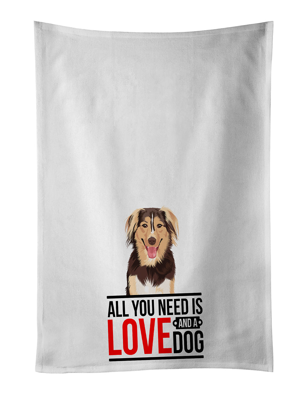 Australian Shepherd Red Tricolor #3 Kitchen Towel Set of 2 White Dish Towels Decorative Bathroom Hand towel for Hand, Face, Hair, Yoga, Tea, Dishcloth, 19 X 28", White