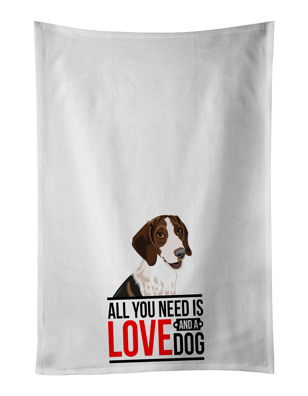 Beagle Tricolor Mottled  Kitchen Towel Set of 2 White Dish Towels Decorative Bathroom Hand towel for Hand, Face, Hair, Yoga, Tea, Dishcloth, 19 X 28", White