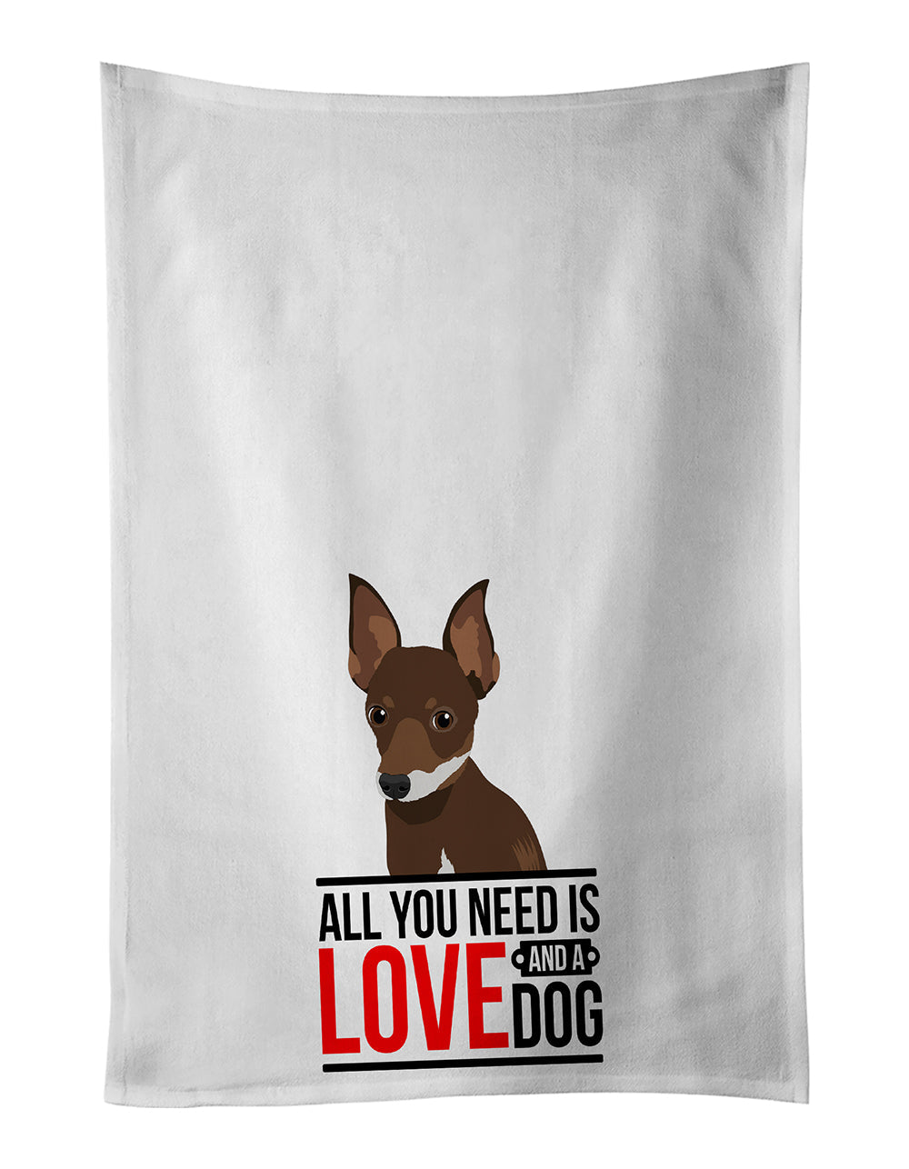 Chihuahua Chocolate and White #2 Kitchen Towel Set of 2 White Dish Towels Decorative Bathroom Hand towel for Hand, Face, Hair, Yoga, Tea, Dishcloth, 19 X 28", White