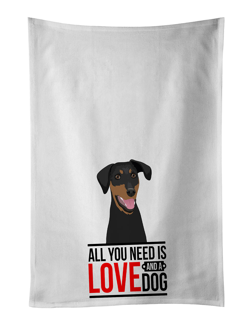 Doberman Pinscher Black and Rust Natural Ears #1  Kitchen Towel Set of 2 White Dish Towels Decorative Bathroom Hand towel for Hand, Face, Hair, Yoga, Tea, Dishcloth, 19 X 28", White