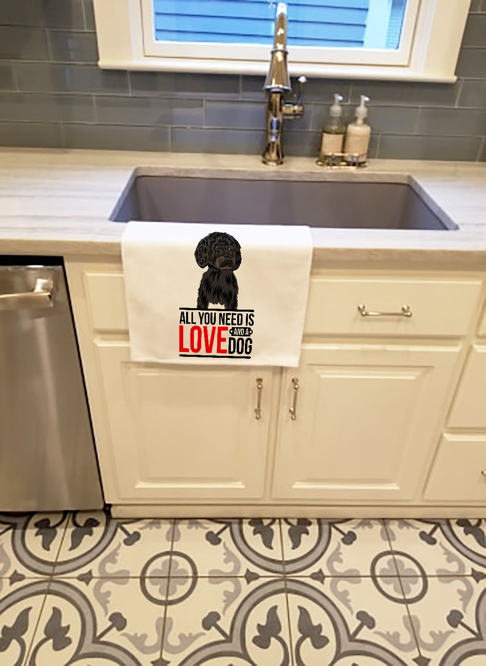 Doodle Black and White #2 Kitchen Towel Set of 2 White Dish Towels Decorative Bathroom Hand towel for Hand, Face, Hair, Yoga, Tea, Dishcloth, 19 X 28", White