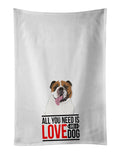 English Bulldog Tricolor #1  Kitchen Towel Set of 2 White Dish Towels Decorative Bathroom Hand towel for Hand, Face, Hair, Yoga, Tea, Dishcloth, 19 X 28", White