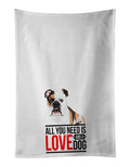 English Bulldog Tricolor #3 Kitchen Towel Set of 2 White Dish Towels Decorative Bathroom Hand towel for Hand, Face, Hair, Yoga, Tea, Dishcloth, 19 X 28", White