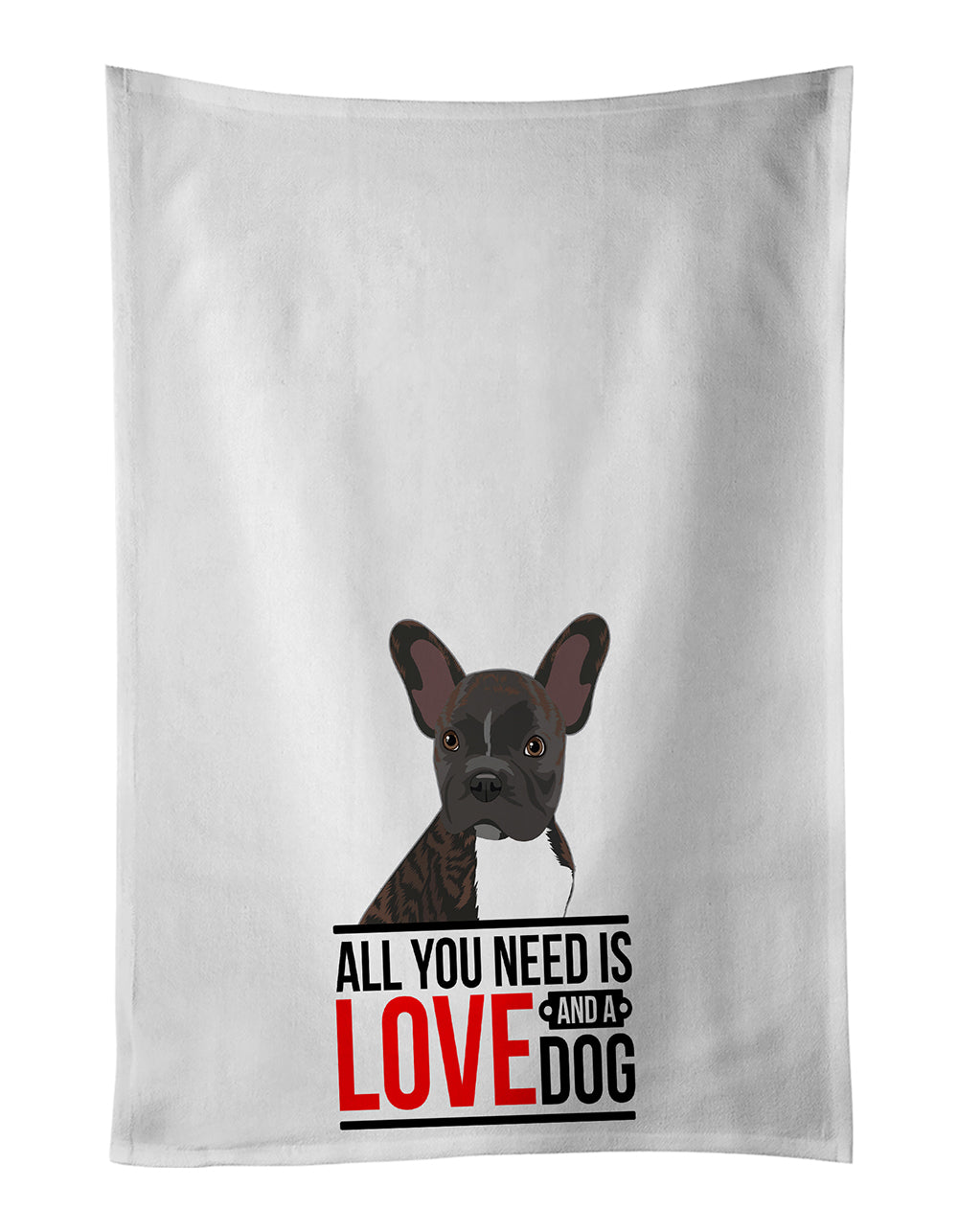 French Bulldog Brindle #2 Kitchen Towel Set of 2 White Dish Towels Decorative Bathroom Hand towel for Hand, Face, Hair, Yoga, Tea, Dishcloth, 19 X 28", White