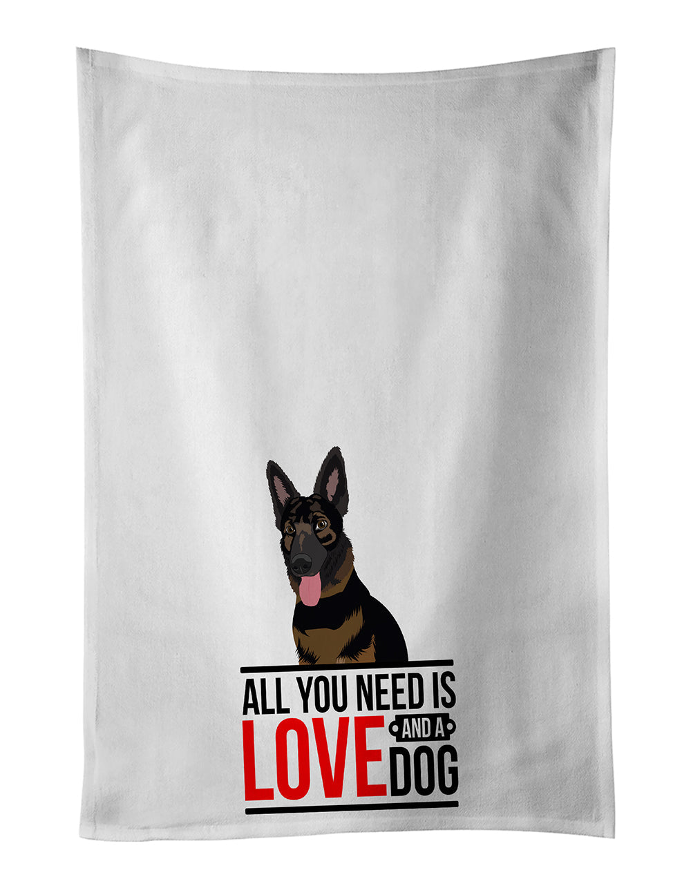 German Shepherd Bicolor Kitchen Towel Set of 2 White Dish Towels Decorative Bathroom Hand towel for Hand, Face, Hair, Yoga, Tea, Dishcloth, 19 X 28", White