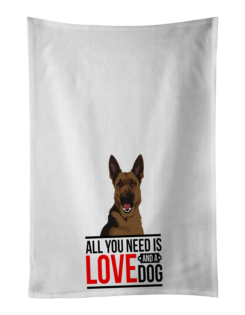 German Shepherd Black and Tan #2 Kitchen Towel Set of 2 White Dish Towels Decorative Bathroom Hand towel for Hand, Face, Hair, Yoga, Tea, Dishcloth, 19 X 28", White