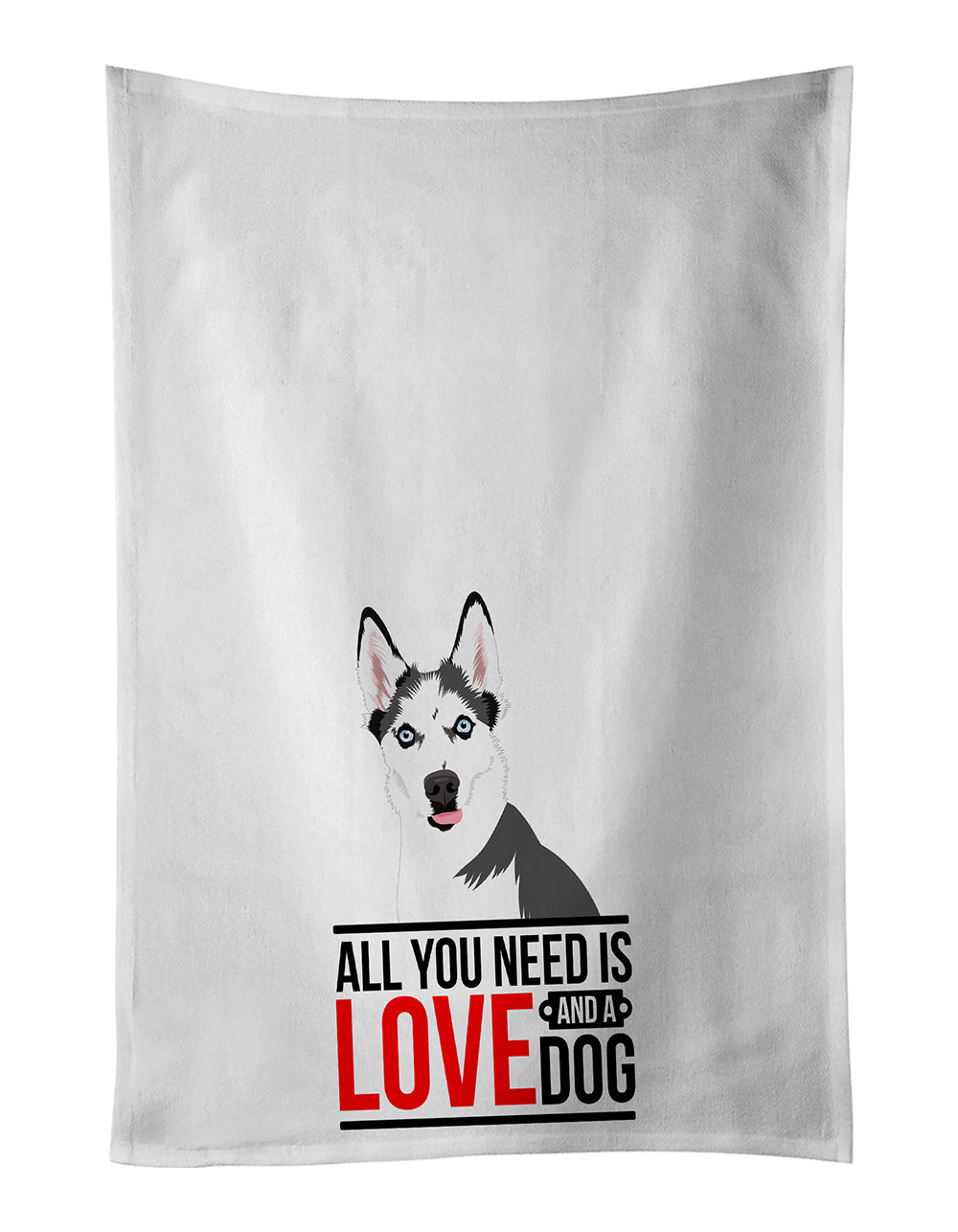 Siberian Husky Puppy Kitchen Towel Set of 2 White Dish Towels Decorative Bathroom Hand towel for Hand, Face, Hair, Yoga, Tea, Dishcloth, 19 X 28", White