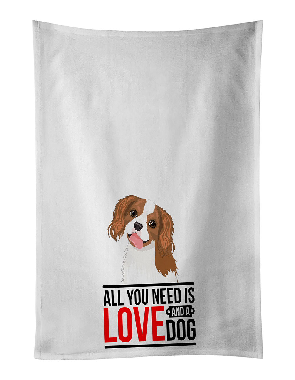 Cavalier King Charles Spaniel Blenheim #2 Kitchen Towel Set of 2 White Dish Towels Decorative Bathroom Hand towel for Hand, Face, Hair, Yoga, Tea, Dishcloth, 19 X 28", White