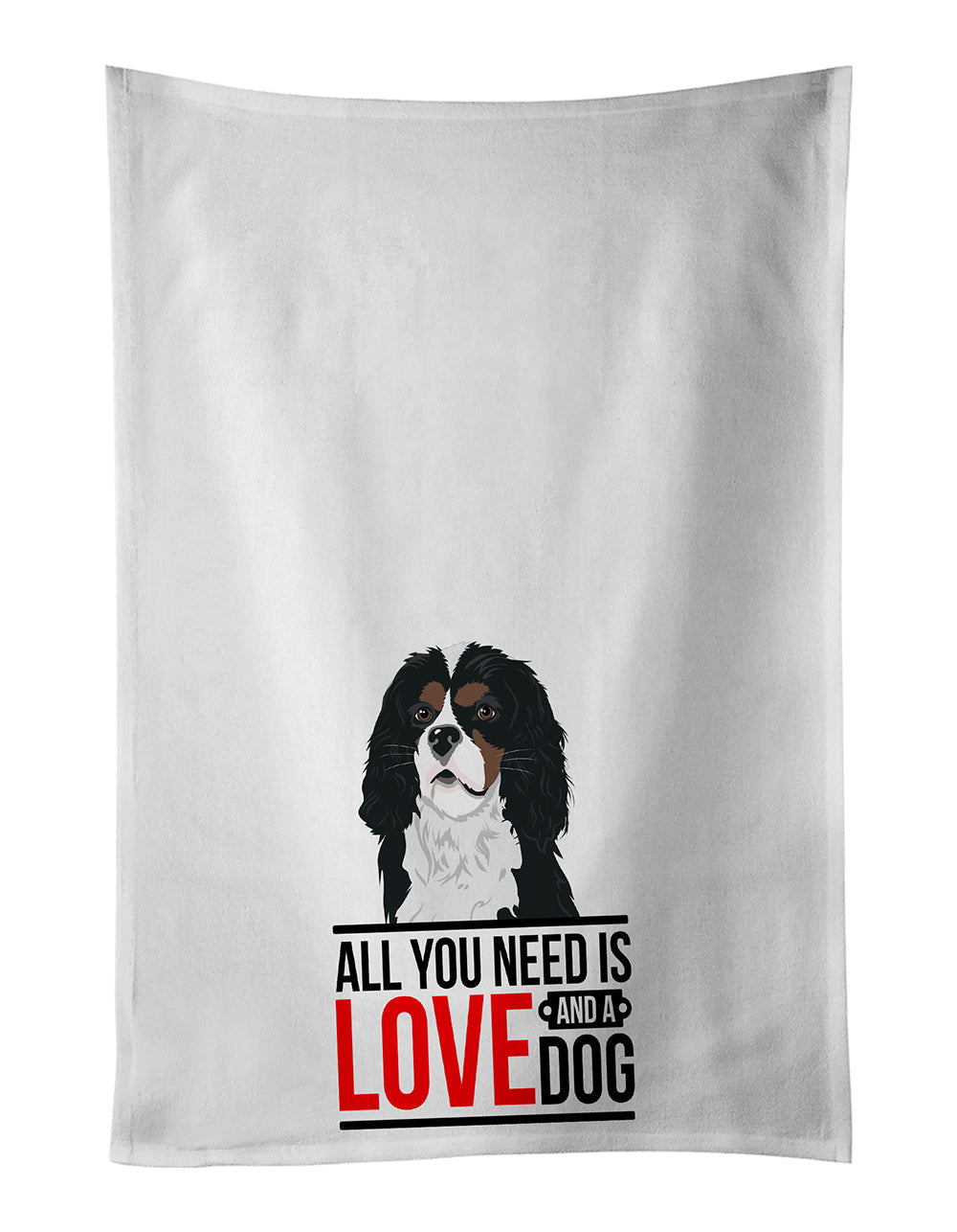 Cavalier King Charles Spaniel Tricolor #1  Kitchen Towel Set of 2 White Dish Towels Decorative Bathroom Hand towel for Hand, Face, Hair, Yoga, Tea, Dishcloth, 19 X 28", White
