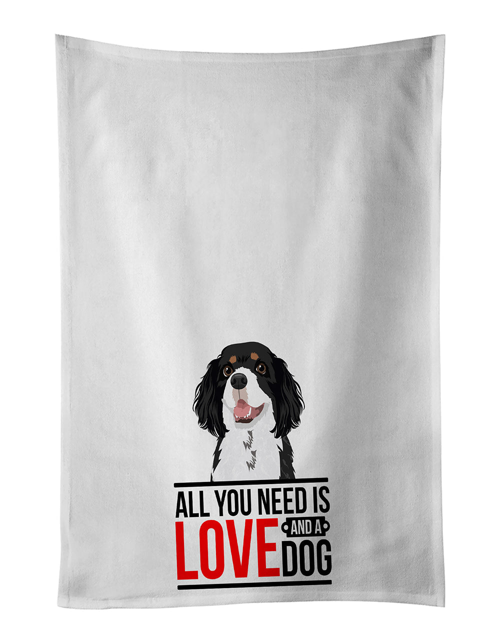 Cavalier King Charles Spaniel Tricolor #2  Kitchen Towel Set of 2 White Dish Towels Decorative Bathroom Hand towel for Hand, Face, Hair, Yoga, Tea, Dishcloth, 19 X 28", White