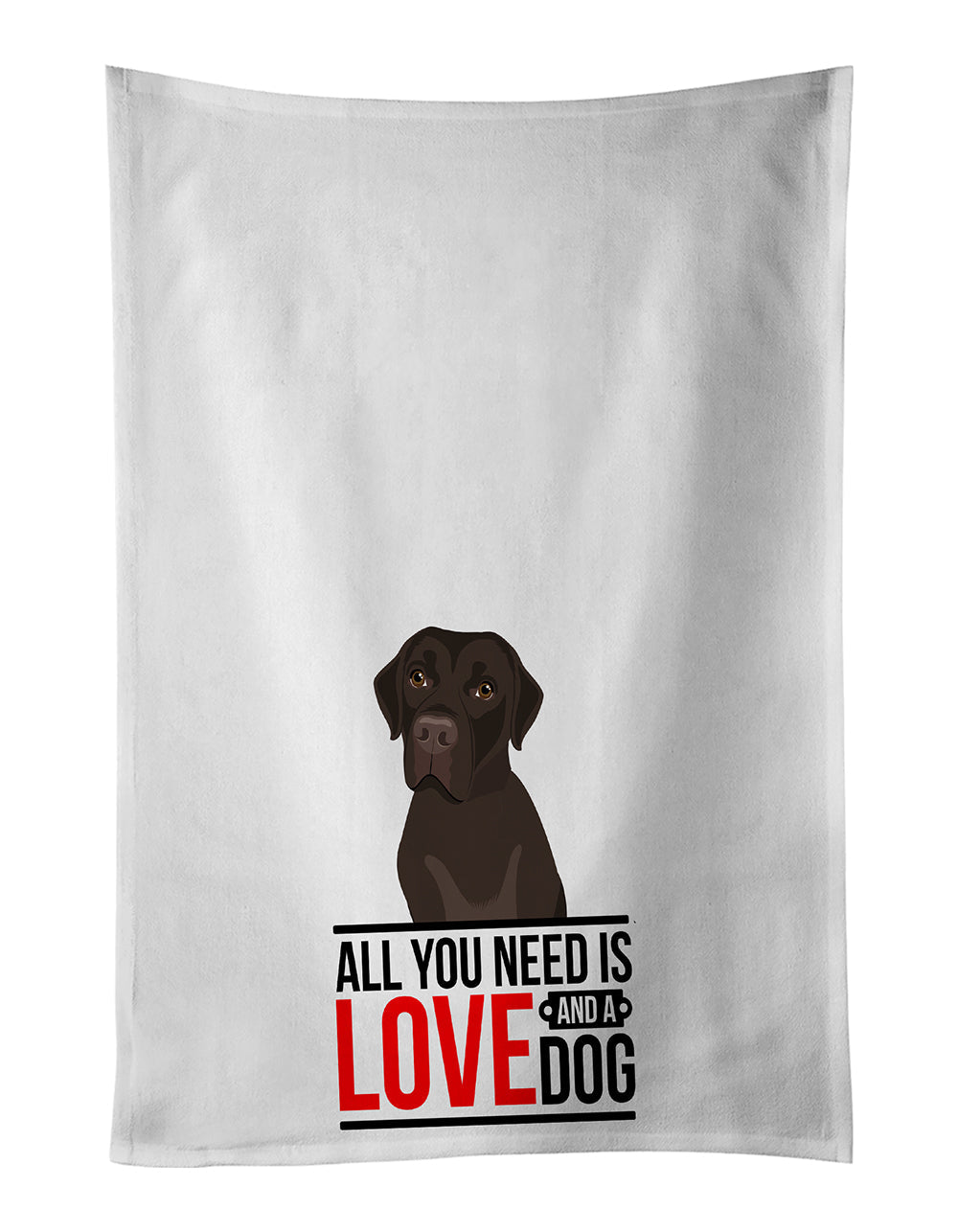 Labrador Retriever Chocolate #1 Kitchen Towel Set of 2 White Dish Towels Decorative Bathroom Hand towel for Hand, Face, Hair, Yoga, Tea, Dishcloth, 19 X 28", White