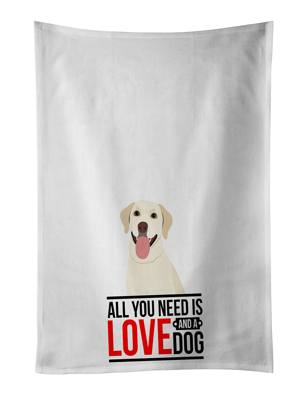 Labrador Retriever Yellow #1 Kitchen Towel Set of 2 White Dish Towels Decorative Bathroom Hand towel for Hand, Face, Hair, Yoga, Tea, Dishcloth, 19 X 28", White