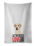 Labrador Retriever Yellow #3  Kitchen Towel Set of 2 White Dish Towels Decorative Bathroom Hand towel for Hand, Face, Hair, Yoga, Tea, Dishcloth, 19 X 28", White