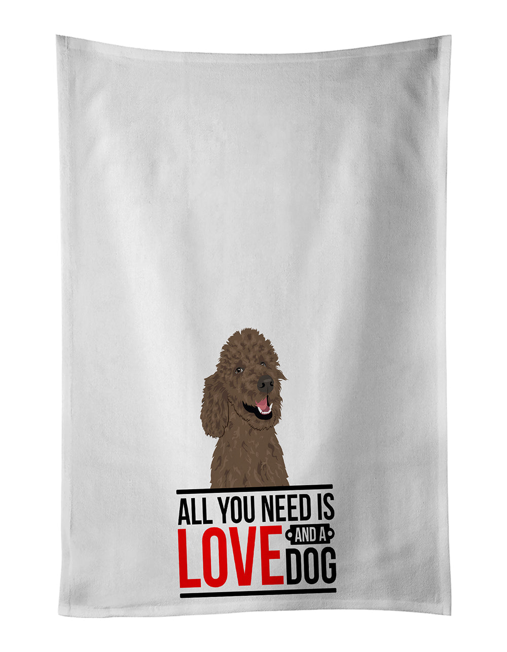 Poodle Standard Brown Kitchen Towel Set of 2 White Dish Towels Decorative Bathroom Hand towel for Hand, Face, Hair, Yoga, Tea, Dishcloth, 19 X 28", White