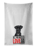 Schnauzer Black #1 Kitchen Towel Set of 2 White Dish Towels Decorative Bathroom Hand towel for Hand, Face, Hair, Yoga, Tea, Dishcloth, 19 X 28", White