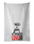 Schnauzer Salt and Pepper #1 Kitchen Towel Set of 2 White Dish Towels Decorative Bathroom Hand towel for Hand, Face, Hair, Yoga, Tea, Dishcloth, 19 X 28", White