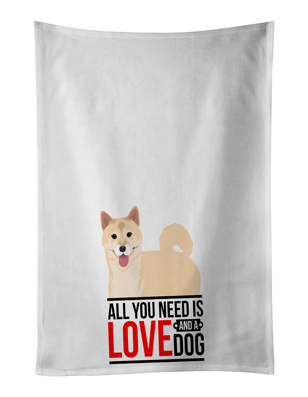 Shiba Inu Cream #1 Kitchen Towel Set of 2 White Dish Towels Decorative Bathroom Hand towel for Hand, Face, Hair, Yoga, Tea, Dishcloth, 19 X 28", White