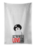 Shih-Tzu Black and White #1 Kitchen Towel Set of 2 White Dish Towels Decorative Bathroom Hand towel for Hand, Face, Hair, Yoga, Tea, Dishcloth, 19 X 28", White