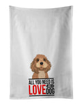 Shih-Tzu Red Kitchen Towel Set of 2 White Dish Towels Decorative Bathroom Hand towel for Hand, Face, Hair, Yoga, Tea, Dishcloth, 19 X 28", White