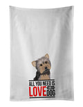 Yorkie Blue and Tan #2 Kitchen Towel Set of 2 White Dish Towels Decorative Bathroom Hand towel for Hand, Face, Hair, Yoga, Tea, Dishcloth, 19 X 28", White