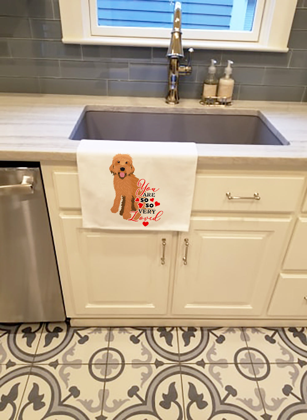 Doodle Liver #4 so Loved Kitchen Towel Set of 2 White Dish Towels Decorative Bathroom Hand towel for Hand, Face, Hair, Yoga, Tea, Dishcloth, 19 X 28", White