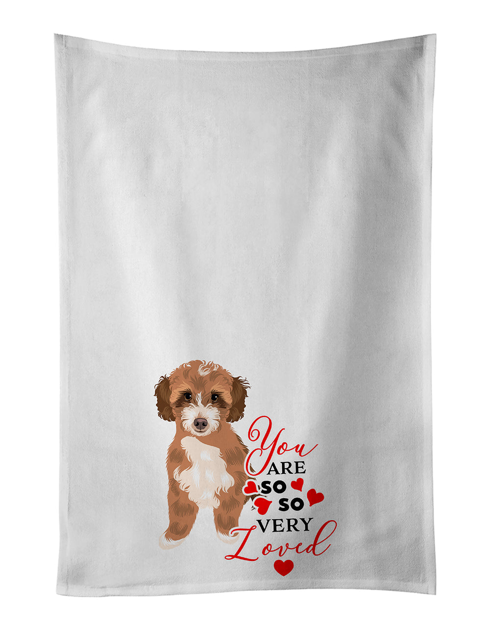 Doodle Tricolor #2 so Loved Kitchen Towel Set of 2 White Dish Towels Decorative Bathroom Hand towel for Hand, Face, Hair, Yoga, Tea, Dishcloth, 19 X 28", White