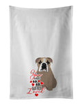 English Bulldog Lilac Tricolor so Loved Kitchen Towel Set of 2 White Dish Towels Decorative Bathroom Hand towel for Hand, Face, Hair, Yoga, Tea, Dishcloth, 19 X 28", White