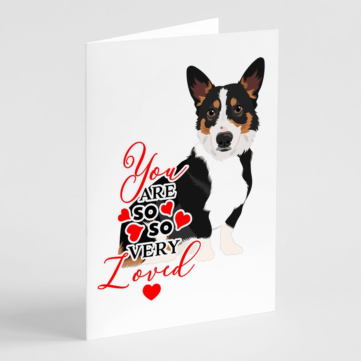 Pembroke Welsh Corgi Tricolor Black-Headed #1 so Loved Greeting Cards Pack of 8 Blank Cards with Envelopes Whimsical A7 Size 5x7