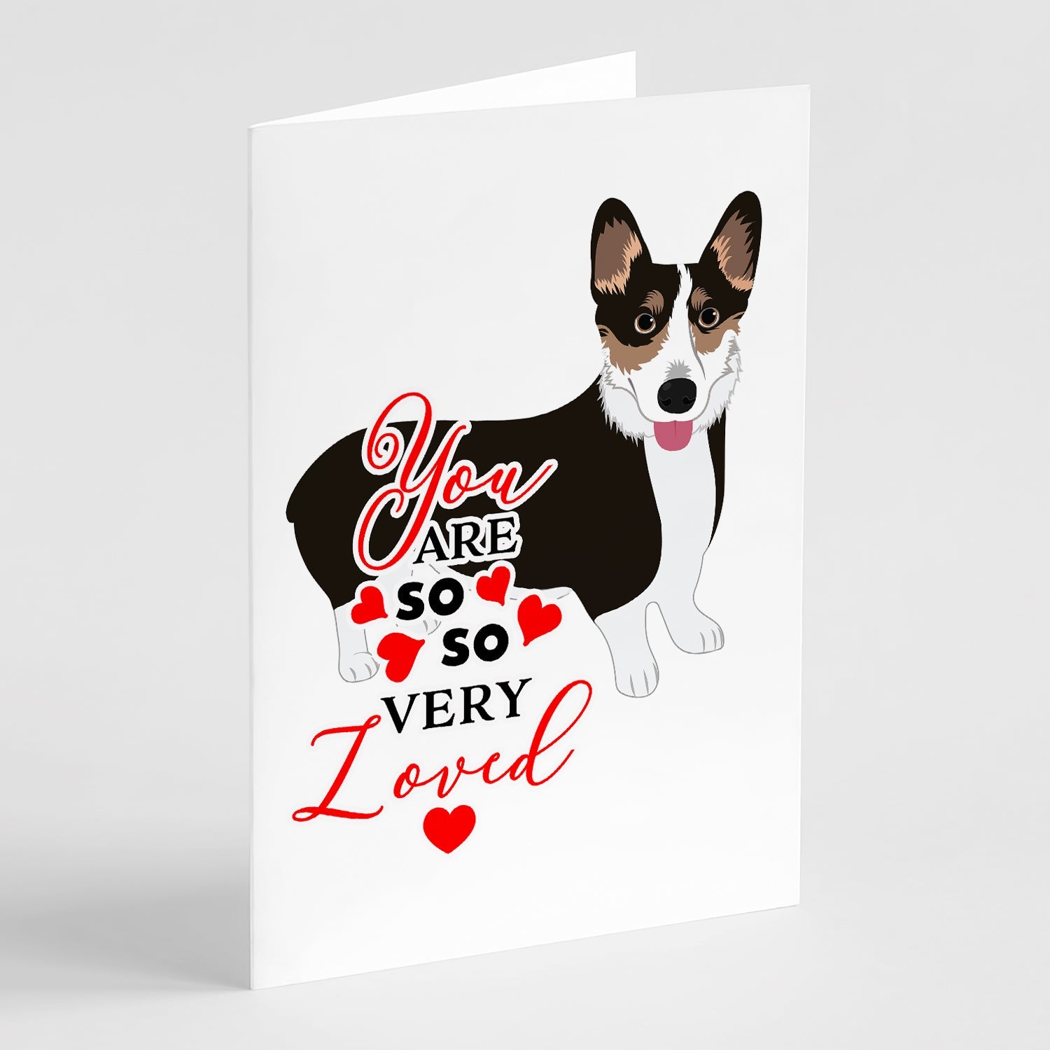 Pembroke Welsh Corgi Tricolor Black-Headed #2 so Loved Greeting Cards Pack of 8 Blank Cards with Envelopes Whimsical A7 Size 5x7