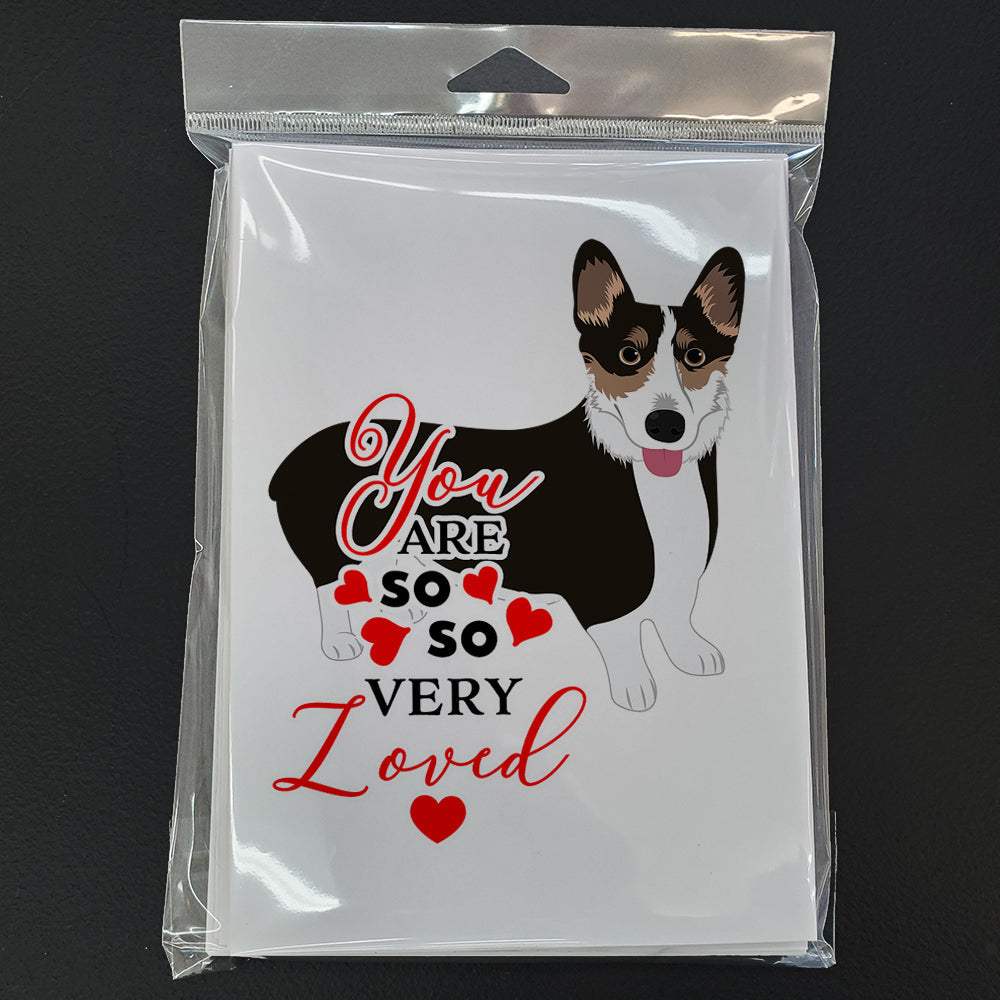 Pembroke Welsh Corgi Tricolor Black-Headed #2 so Loved Greeting Cards Pack of 8 Blank Cards with Envelopes Whimsical A7 Size 5x7