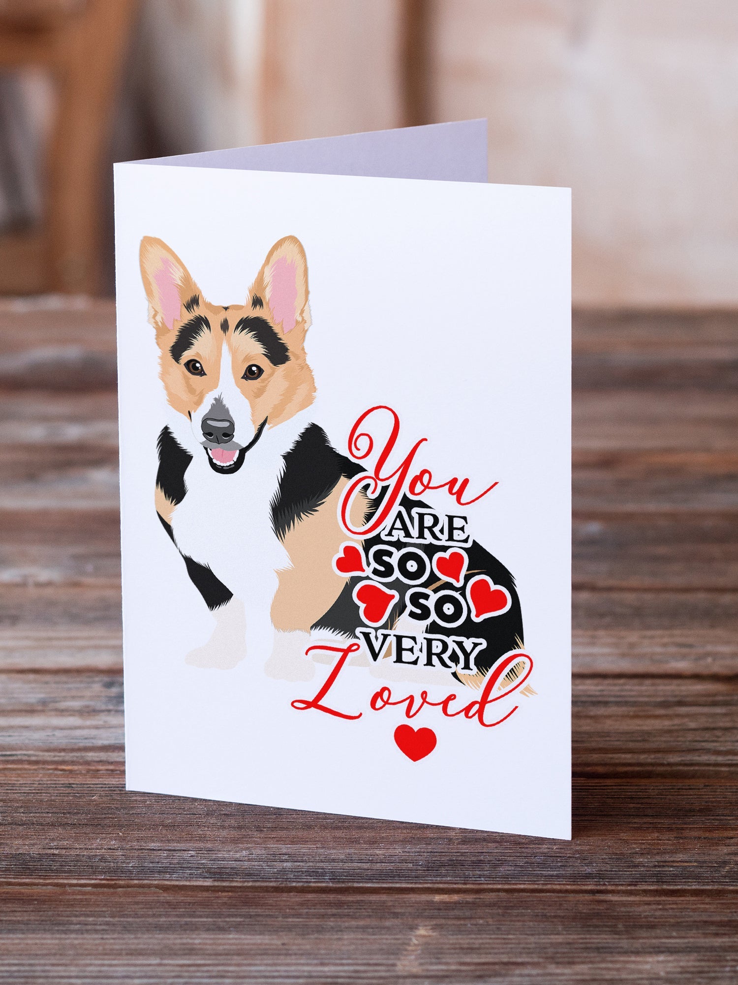 Pembroke Welsh Corgi Tricolor Red-Headed so Loved Greeting Cards Pack of 8 Blank Cards with Envelopes Whimsical A7 Size 5x7
