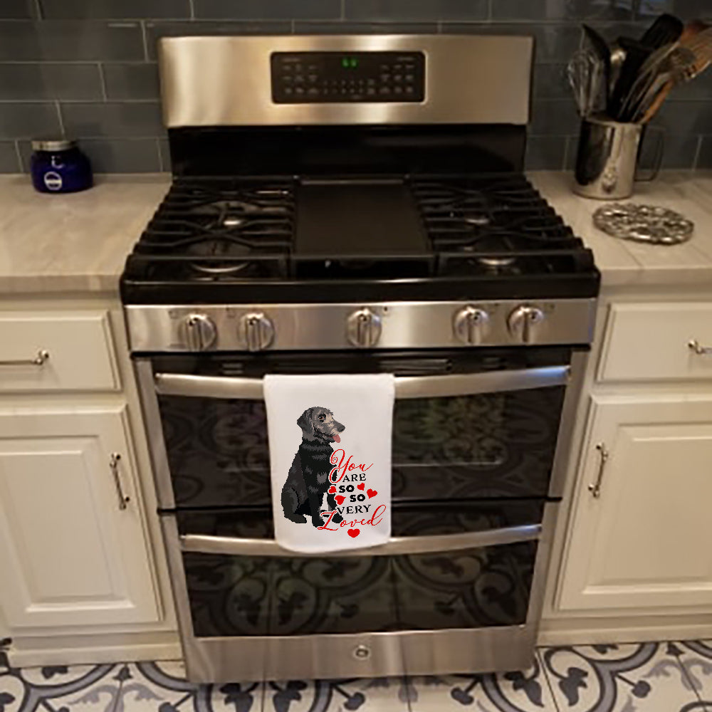 Schnauzer Black and Tan so Loved Kitchen Towel Set of 2 White Dish Towels Decorative Bathroom Hand towel for Hand, Face, Hair, Yoga, Tea, Dishcloth, 19 X 28", White