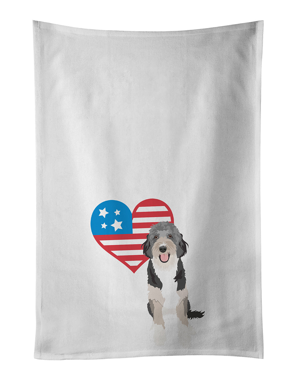 Doodle Black Tricolor #1 Patriotic Kitchen Towel Set of 2 White Dish Towels Decorative Bathroom Hand towel for Hand, Face, Hair, Yoga, Tea, Dishcloth, 19 X 28", White
