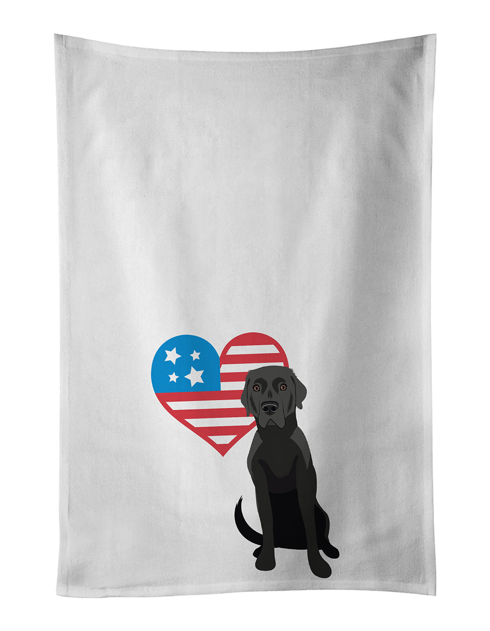 Labrador Retriever Black #2 Patriotic Kitchen Towel Set of 2 White Dish Towels Decorative Bathroom Hand towel for Hand, Face, Hair, Yoga, Tea, Dishcloth, 19 X 28", White