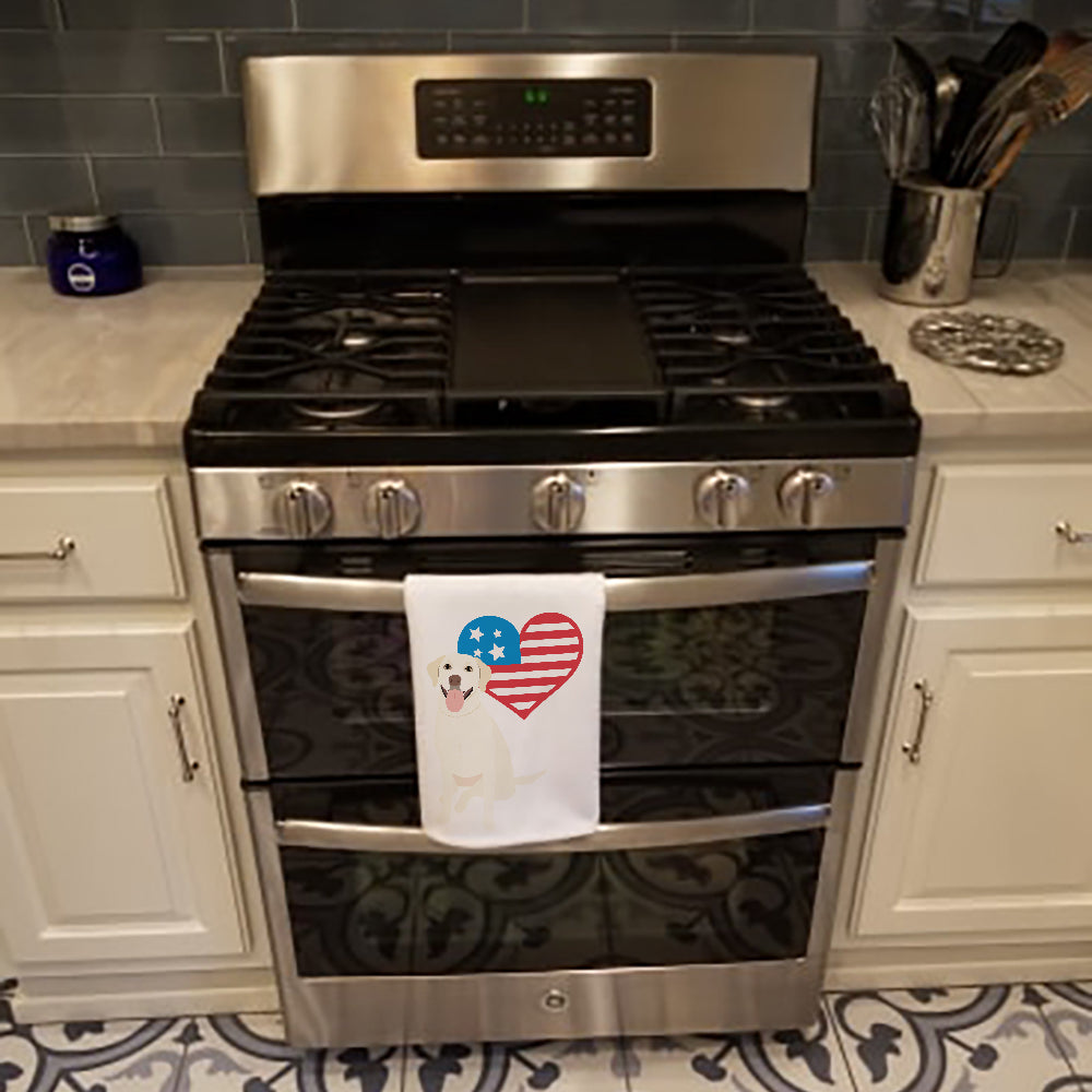 Labrador Retriever Yellow #1 Patriotic Kitchen Towel Set of 2 White Dish Towels Decorative Bathroom Hand towel for Hand, Face, Hair, Yoga, Tea, Dishcloth, 19 X 28", White
