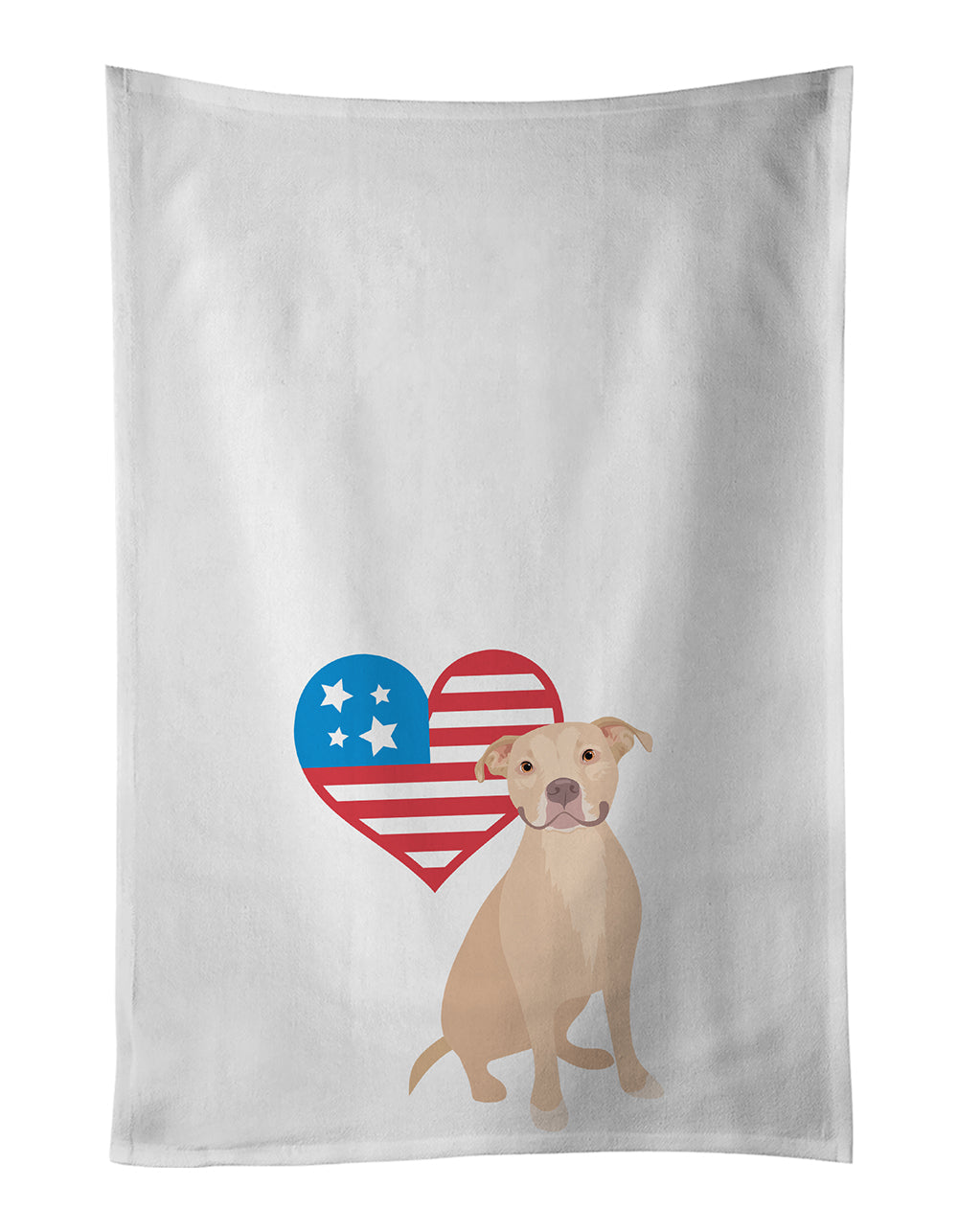 Pit Bull Fawn #1 Patriotic Kitchen Towel Set of 2 White Dish Towels Decorative Bathroom Hand towel for Hand, Face, Hair, Yoga, Tea, Dishcloth, 19 X 28", White