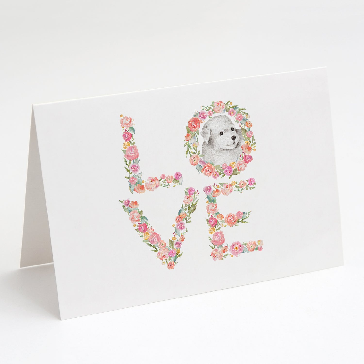 Bichon Frise #4 LOVE Greeting Cards Pack of 8 Blank Cards with Envelopes Whimsical A7 Size 5x7