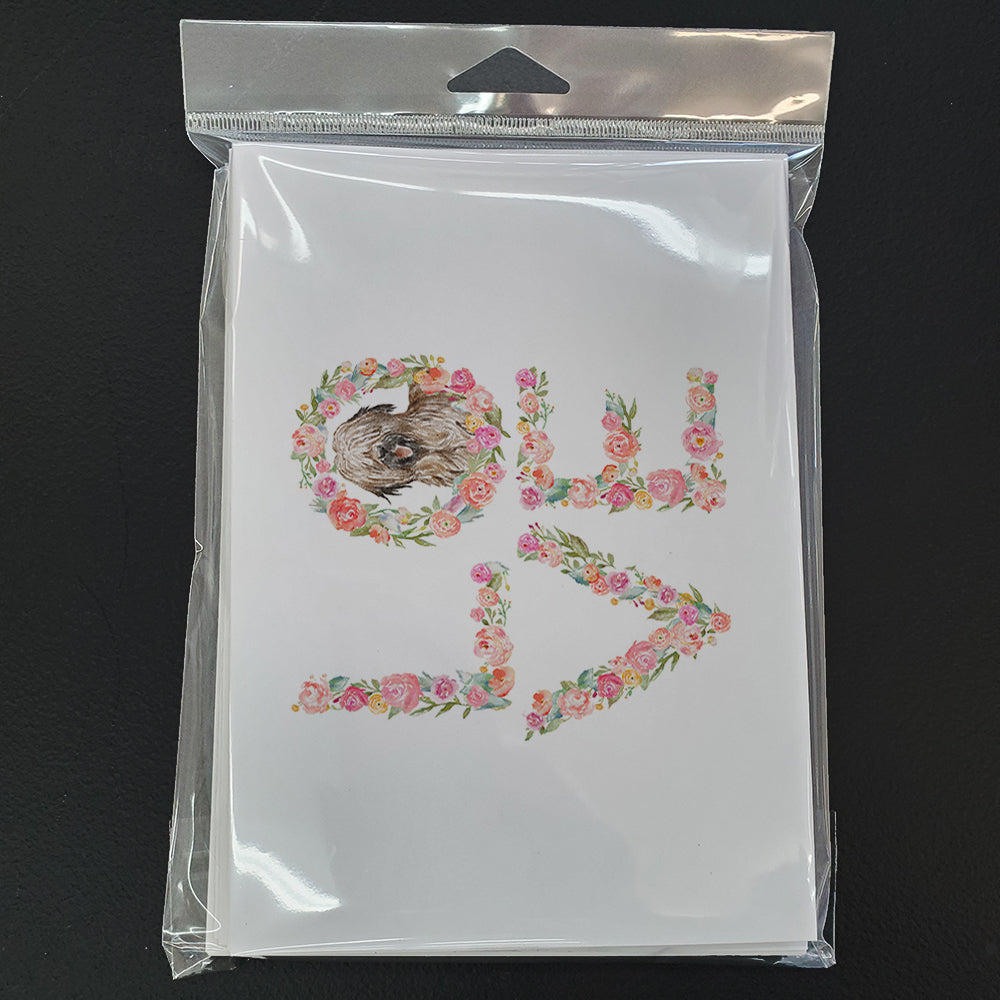 Briard #7 LOVE Greeting Cards Pack of 8 Blank Cards with Envelopes Whimsical A7 Size 5x7