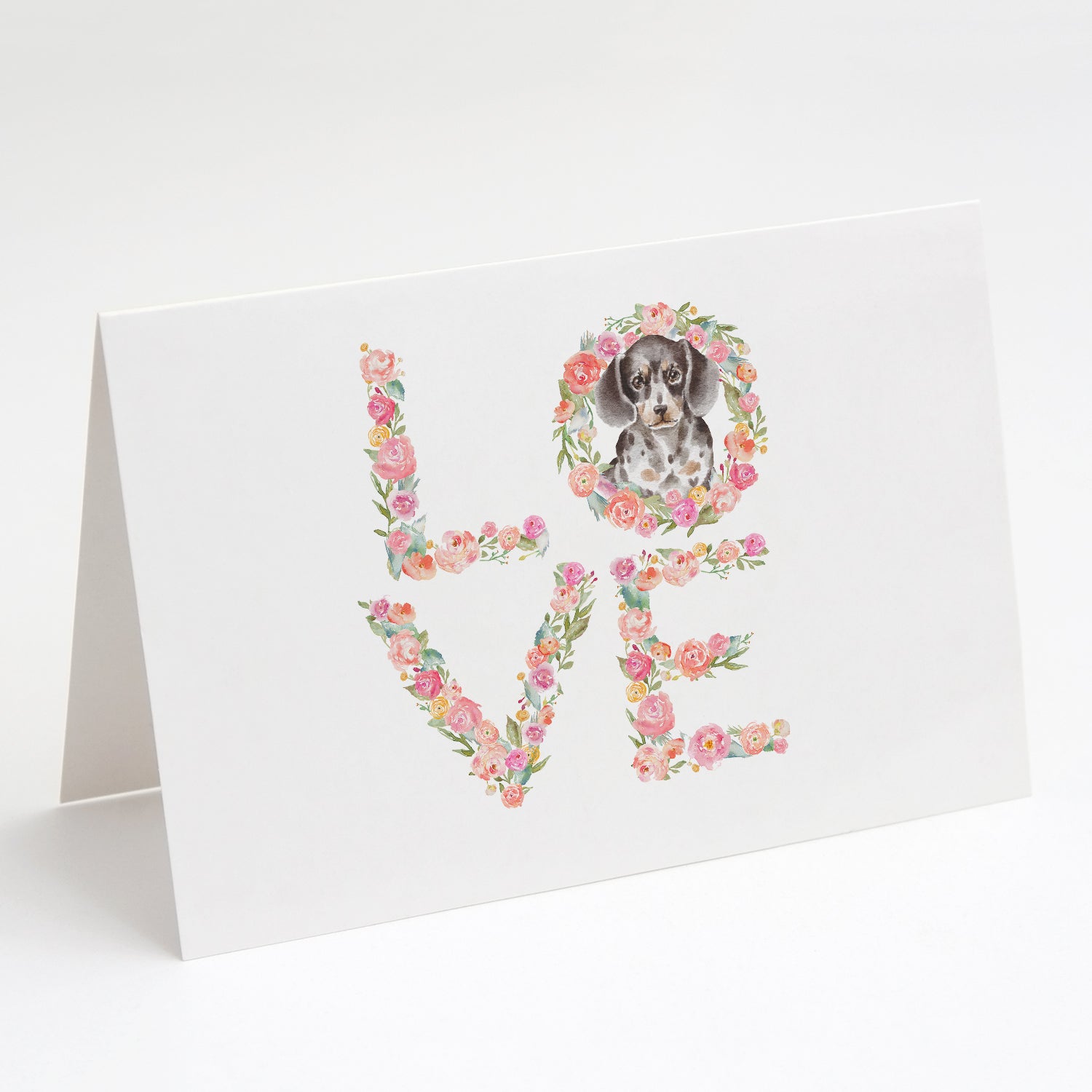 Dachshund #4 LOVE Greeting Cards Pack of 8 Blank Cards with Envelopes Whimsical A7 Size 5x7