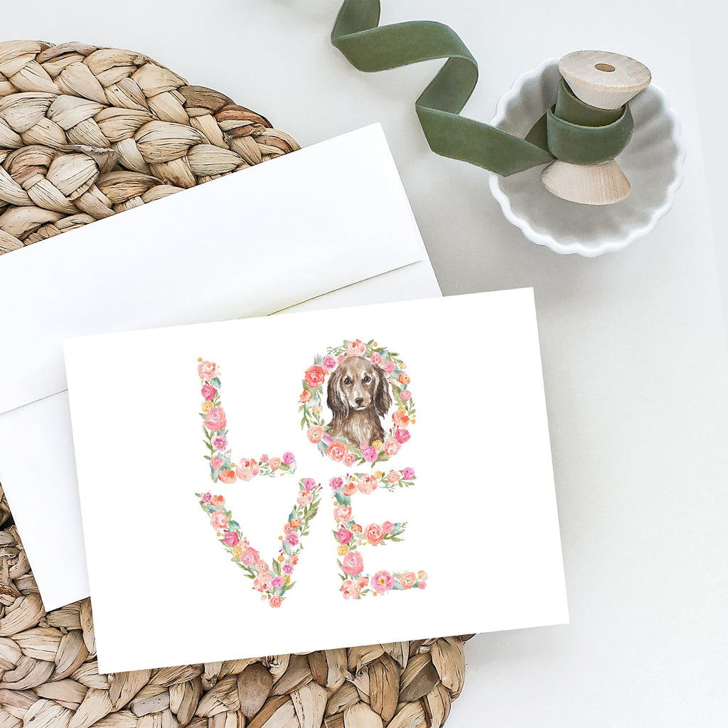 Dachshund #6 LOVE Greeting Cards Pack of 8 Blank Cards with Envelopes Whimsical A7 Size 5x7
