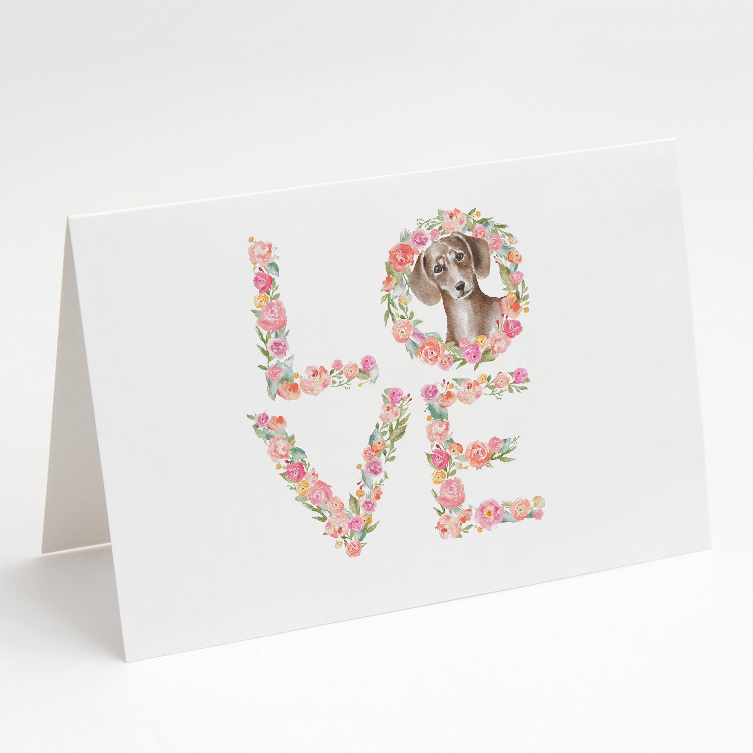 Dachshund #8 LOVE Greeting Cards Pack of 8 Blank Cards with Envelopes Whimsical A7 Size 5x7