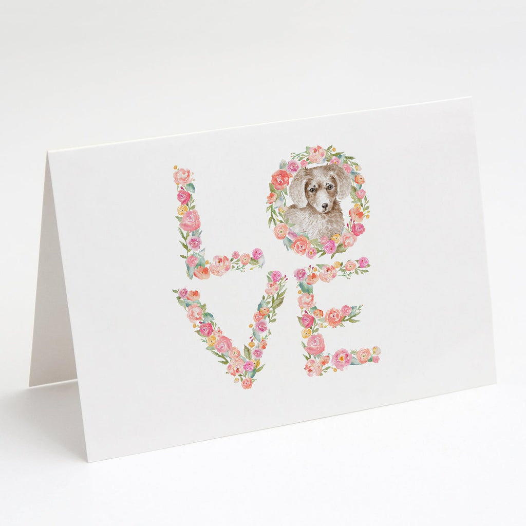 Dachshund #10 LOVE Greeting Cards Pack of 8 Blank Cards with Envelopes Whimsical A7 Size 5x7