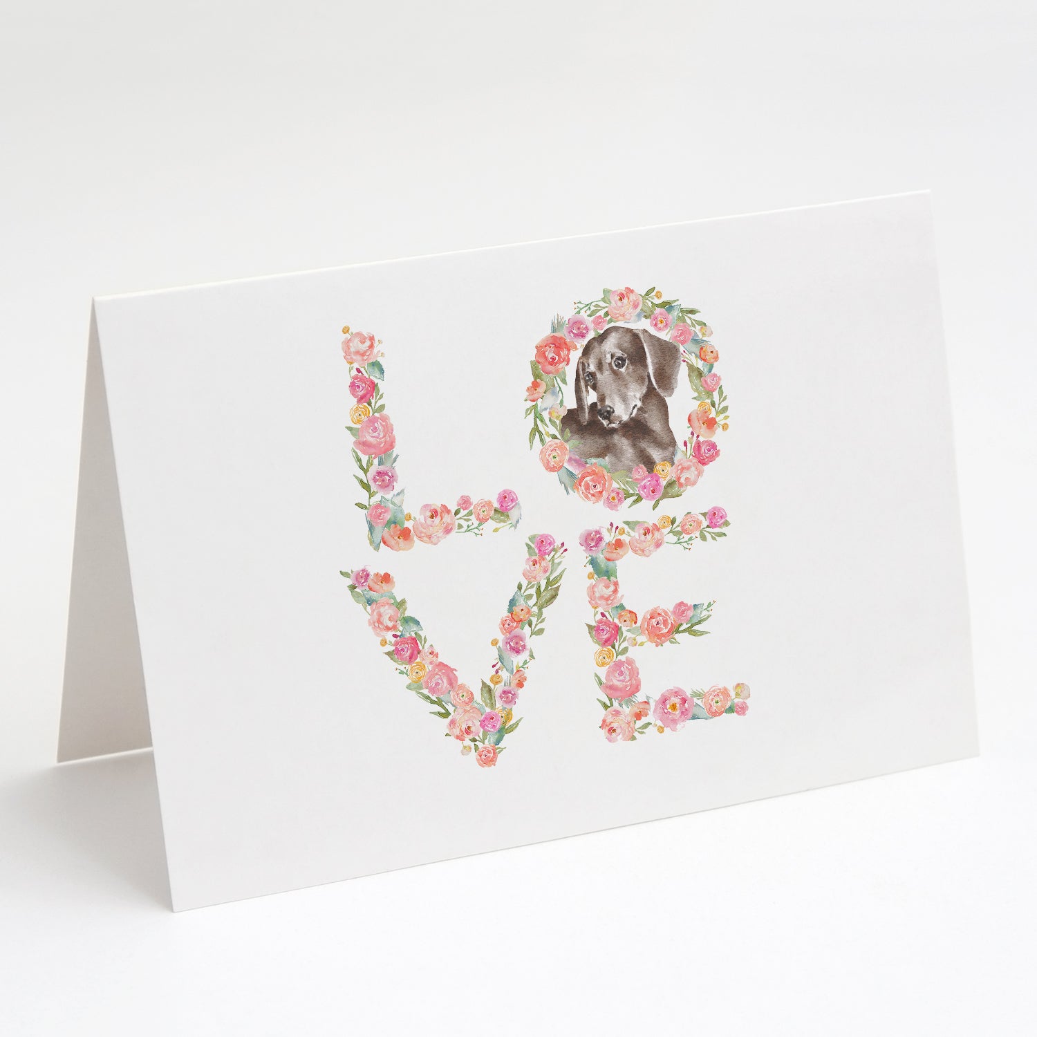 Dachshund #11 LOVE Greeting Cards Pack of 8 Blank Cards with Envelopes Whimsical A7 Size 5x7
