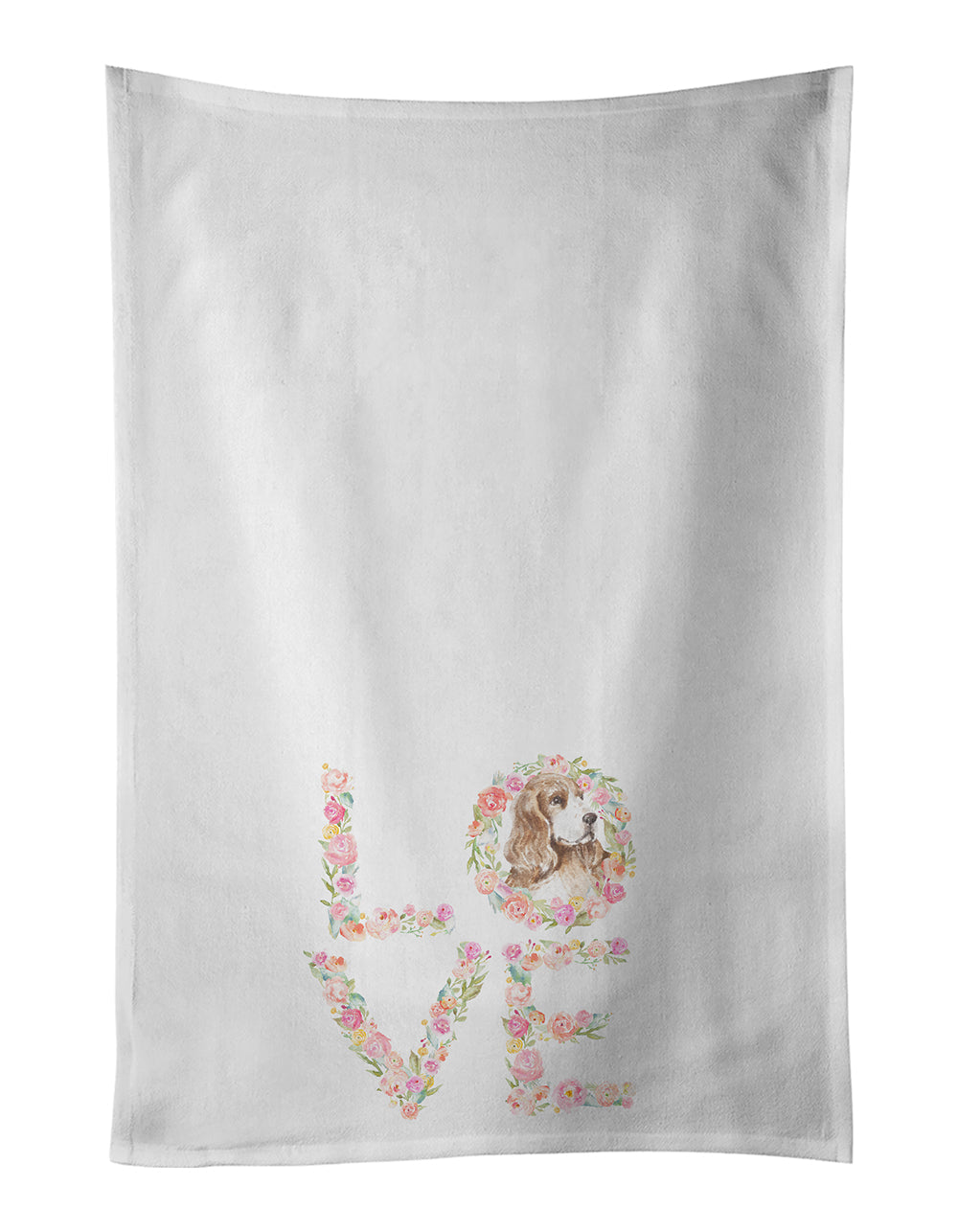 Cocker Spaniel #6 LOVE Kitchen Towel Set of 2 White Dish Towels Decorative Bathroom Hand towel for Hand, Face, Hair, Yoga, Tea, Dishcloth, 19 X 28", White